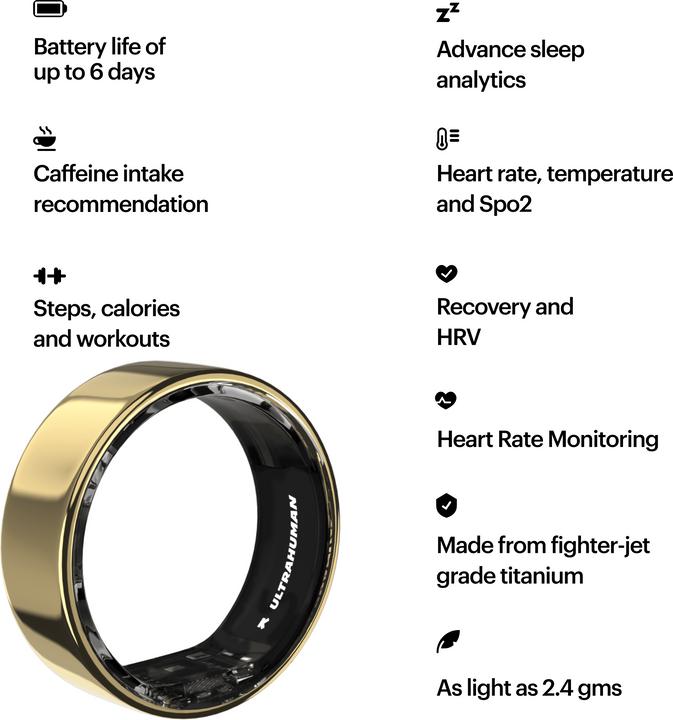 Immagine prodotto Ultrahuman Anello Air- Taglia-08- Air Gold (8, Oro bionico)