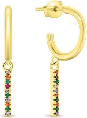 Brilio Silver - Beautiful gold-plated earrings with colored zircons EA893Y