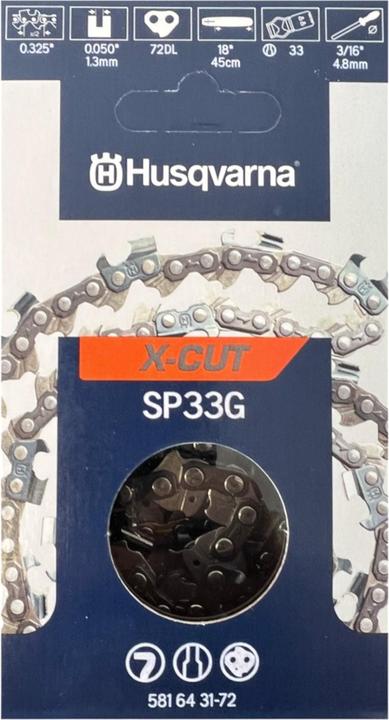 Produktbild Husqvarna X CUT SP33G 2x Sägekette Ersatzkette Halb Meissel 1,3 mm 33 cm (Sägekette)