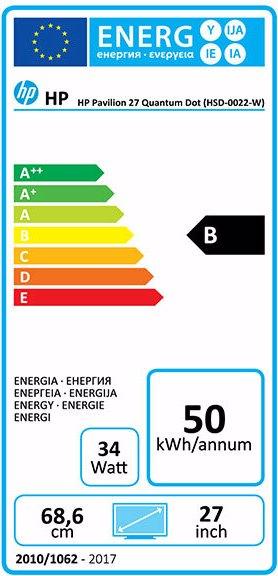 Energie-Label HP Pavilion 27 (2560 x 1440 Pixel, 27")