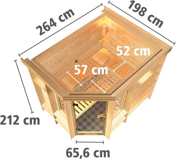 Actual product image Karibu Riona with roof wreath (9 KW external control)
