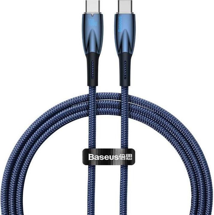 Baseus USB-C cable for USB-C Glimmer Series, 100W, 1m (Blue) (1 m, USB 3.2 Gen 1)