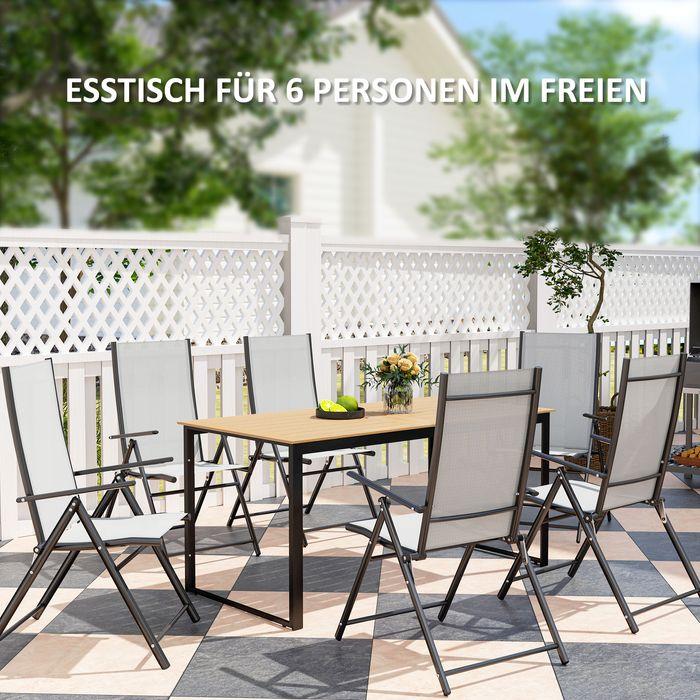 Immagine prodotto Swisshandel24 Gartentisch für 6 Personen 160x80 cm Holzoptik Lamellendesign, Teak (80 cm)