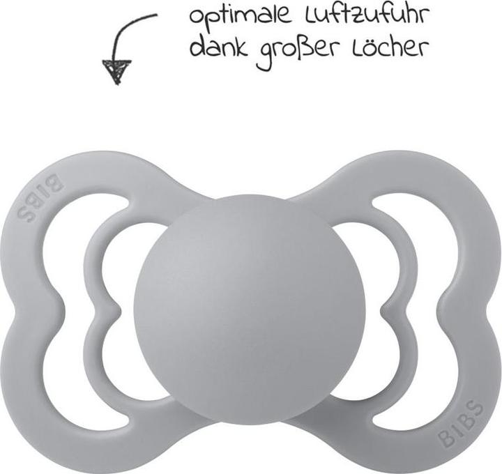 Produktbild Bibs Supreme Silikon Schnuller (2er Pack), Cloud & Steel Blue (Grösse 1, 0-6M) (2 x, bis 6 Monate)