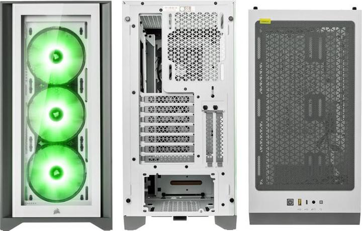 Produktbild Corsair iCUE 4000X RGB Mid-Tower White-Gehäuse aus gehärtetem Glas (mATX, Mini-ITX, ATX, E-ATX)
