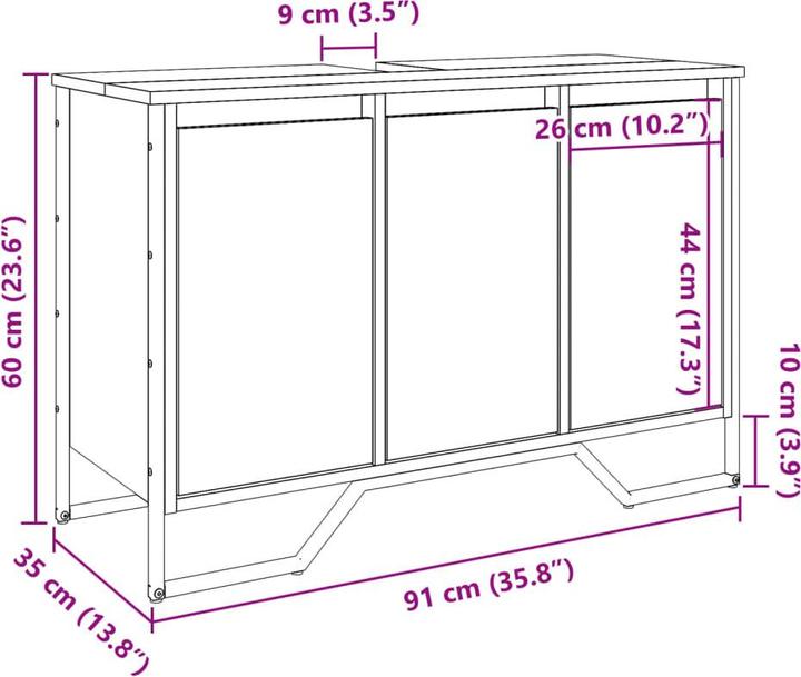 Produktbild VidaXL Waschbeckenunterschrank (91 x 35 x 60 cm)