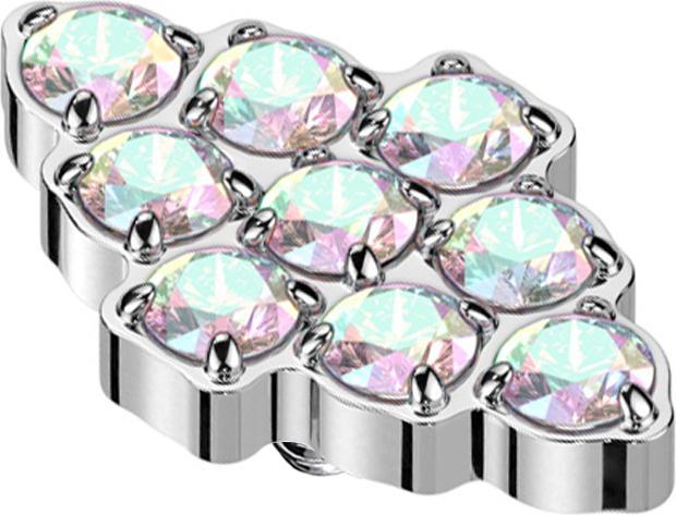 Actual product image Star Piercing Dermal Anchor Diamond silver crystals multicolour (Titanium G23, without brass)