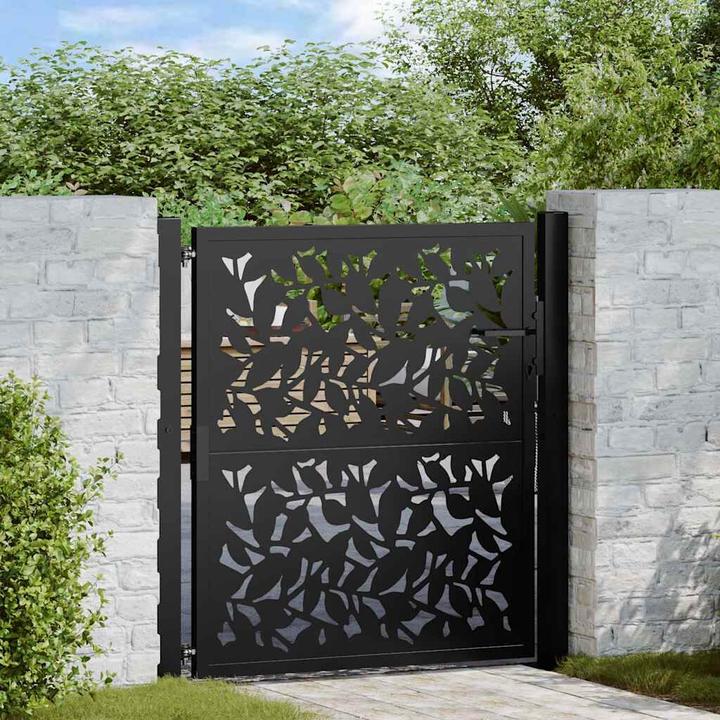 Productafbeelding VidaXL Tuinpoort zwart 105x105 cm stalen blad design hek buitenpoort