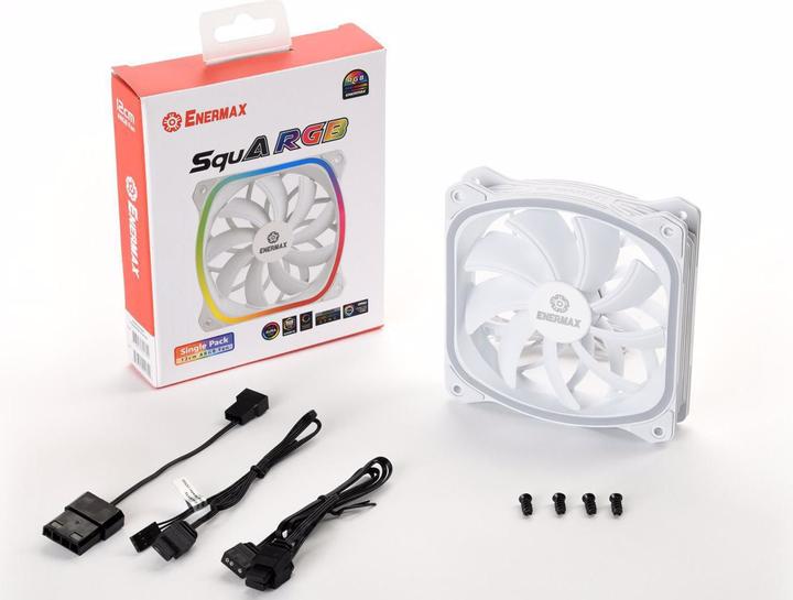 Actual product image Enermax PC Fan SquA RGB Single white (120 mm, 1 x)