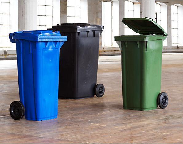 Actual product image kaiserkraft Large plastic waste garbage can, according to DIN EN 840 (360 l)