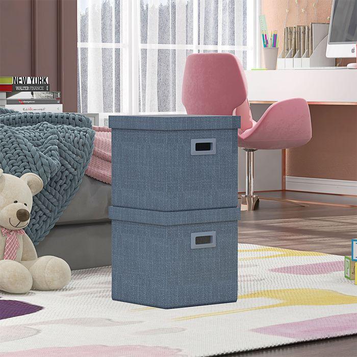 Immagine prodotto Swisshandel24 Aufbewahrungsbox 2er-Set Stapelbare Aufbewahrungswürfel für Wohnzimmer, Blau (30 x 30 x 29 cm, 26 l)