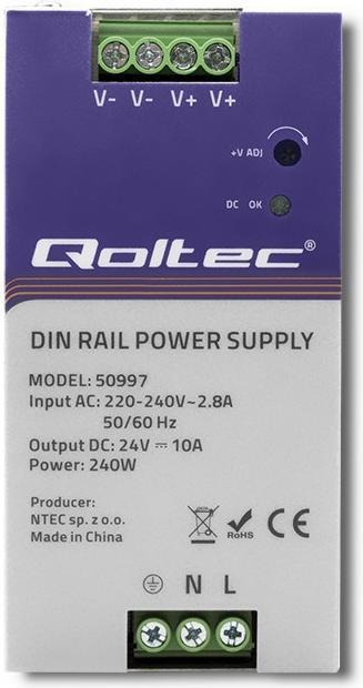 Immagine prodotto Qoltec 50997 Alimentatore per guida DIN 240W