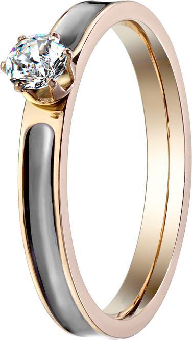 Image du produit Star Piercing Bague en or rose avec cristal et bande noire (Acier chirurgical 316L)