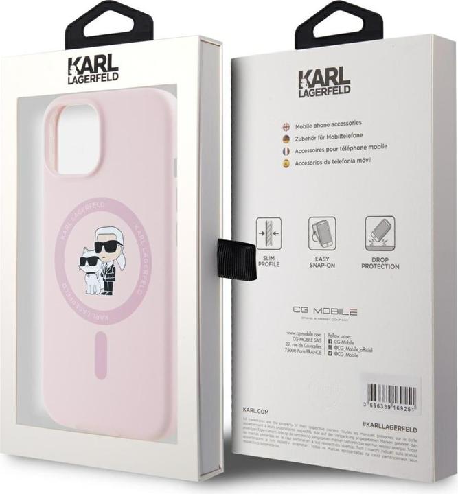 Actual product image Karl Lagerfeld - Silicone MagSafe (KLHMP15MSCMKCRHP) - iPhone 15 Plus - Pink Karl&Choupette (Apple iPhone 15 Plus)
