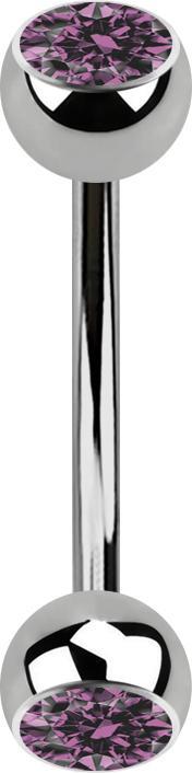 Immagine prodotto Star Piercing Micro banana in argento con due sfere di cristallo viola chiaro (senza ottone, Titanio G23)