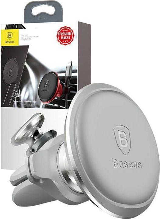 Produktbild Baseus Magnetic Air Vent Car Mount Holder with cable clip (silver)