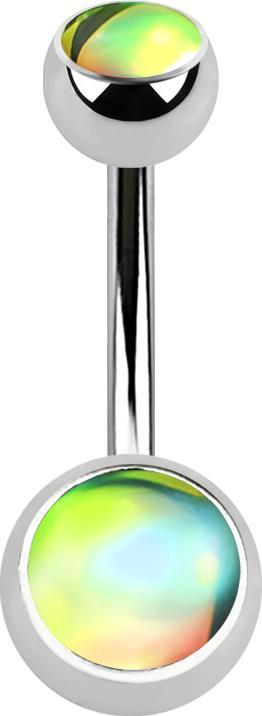 Produktbild Star Piercing Banane silber mit zwei Kugeln irisierend grün (ohne Messing, Chirurgenstahl 316L)