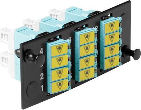 Actual product image Molex LC Quad 12 Fibre MM OM3 adapter plate Aqua (CAT3)