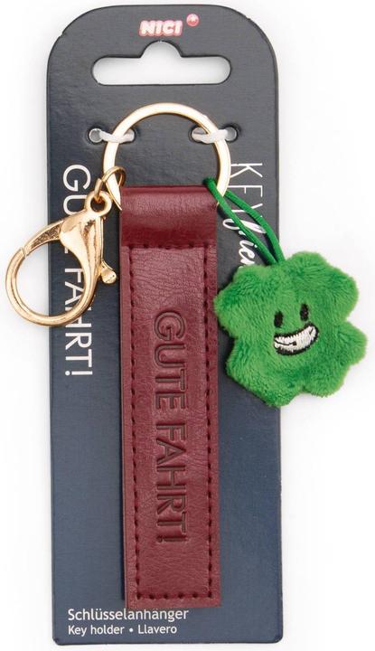 Image du produit Magni NICI Schlüsselanhänger Gute Fahrt! Kunstlederband mit Kleeblatt rot 10cm