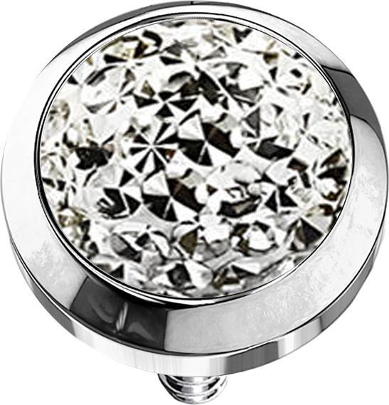 Image du produit Star Piercing Dermal Anchor Dôme en cristal argenté Couche de protection en époxy (sans laiton, Acier chirurgical 316L)