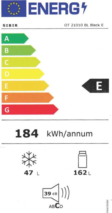 Energy Label Sibir OT23010AB (229 l)