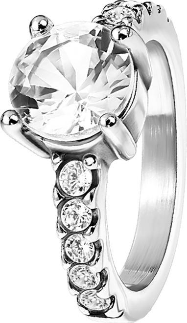 Produktbild Star Piercing Ring silber Kristalle mit grossem Kristall (Chirurgenstahl 316L, ohne Messing)
