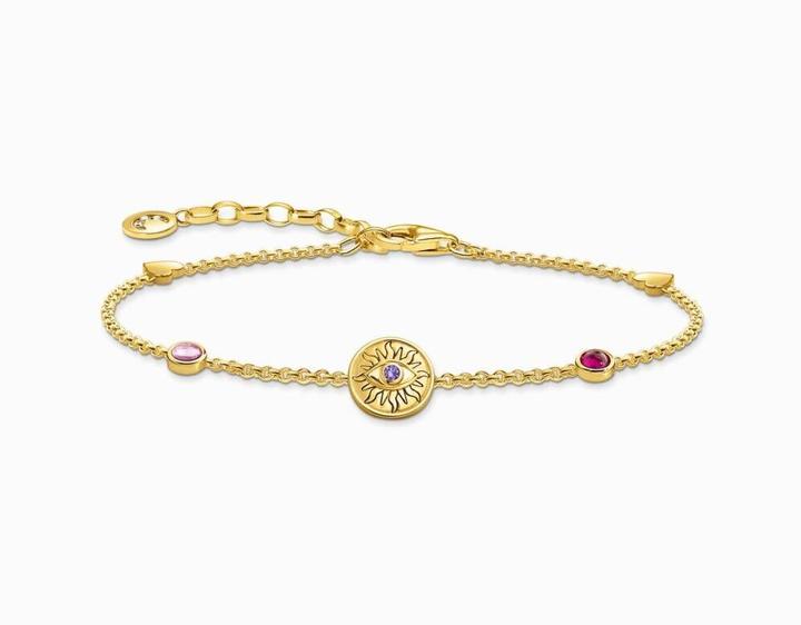 Actual product image Thomas Sabo Bracelet with symbolic sun, coloured stones and hearts gold plated (19 cm, 925 silver)
