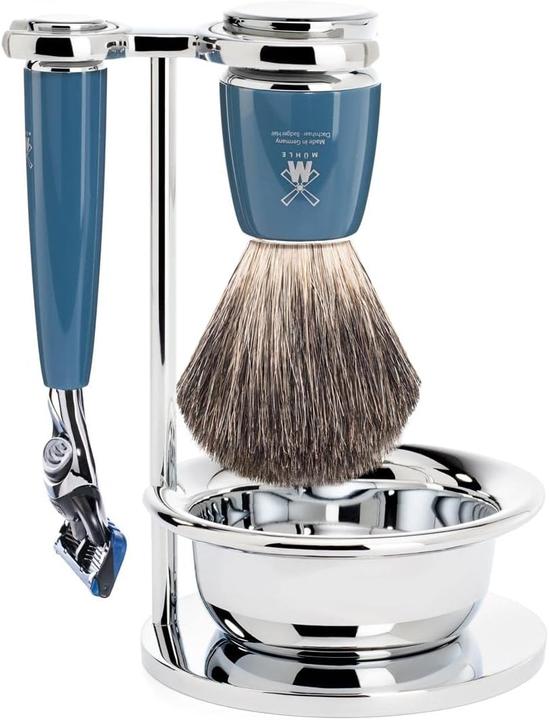 Actual product image Mühle Shaving set, 4-piece with bowl, shaving brush with pure badger hair, 5-blade R (Set)