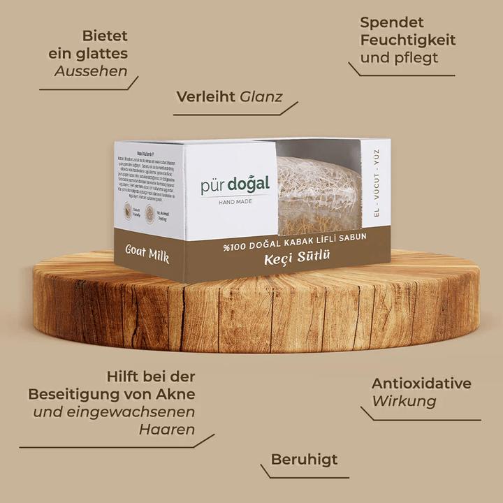 Produktbild Pür Doğal 100% Natürliche Kürbisfaser Seife mit Ziegenmilch 130gr (Flüssigseife)