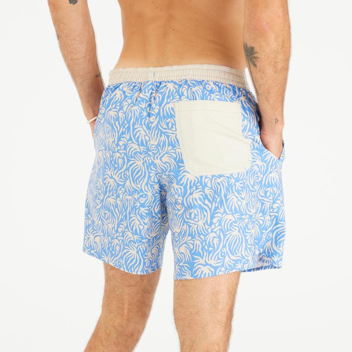 Immagine prodotto Olaian Pantaloncini da bagno da uomo Surf 100 lunghi 18" - Flora Blue (M)