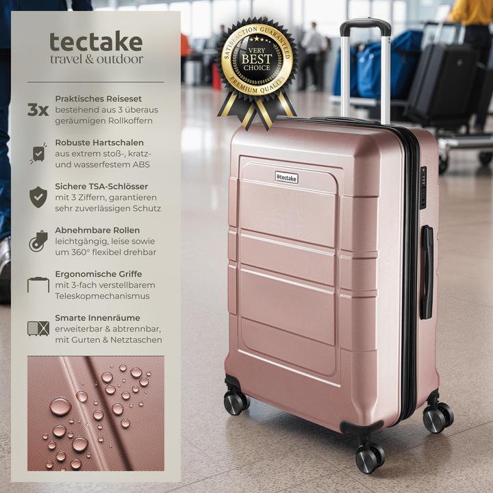 Image du produit tectake Set de valises rigides BRICE 3 pièces avec serrure à code