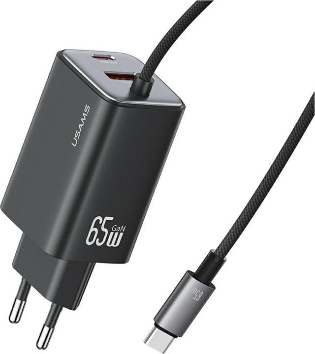 Actual product image Usams Ładowarka sieciowa JC Series CC266 65W GaN Fast Charger 2xUSB-C 1xUSB-A czarny (65 W)