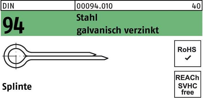 Produktbild Splinte DIN 94/ISO 1234 16 x 250 Stahl galvanisch verzinkt