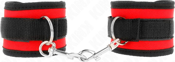 Image du produit Kink Nylon Bind-Hand Menottes Avec Velcro Rouge-Noir Modèle 2 Réglable 18-35 cm X 6