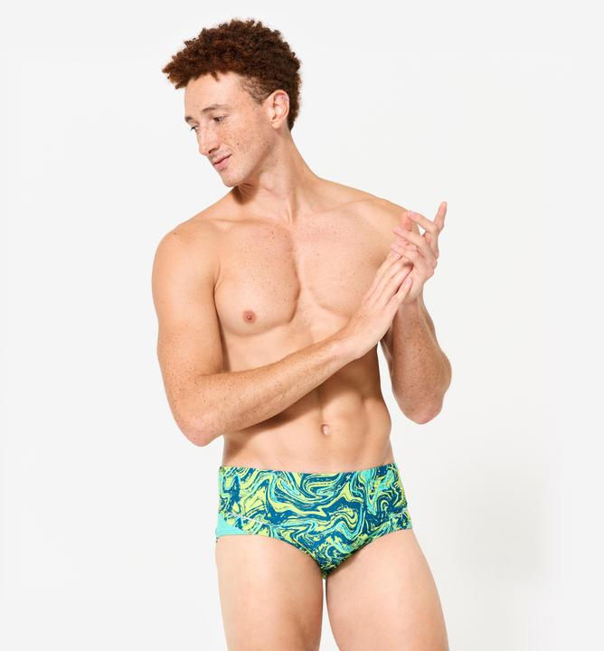 Actual product image Nabaiji Badehose Slip Herren Kastenform - 900 Print gelb/grün (XL)
