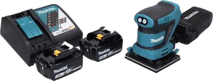 Produktbild Makita DBO 480 RF Akku Schwingschleifer 18 V 112 x 102 mm + 2x Akku 3,0 Ah + Ladegerät (Exzenterschleifer)