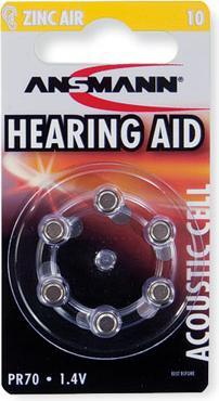 Actual product image Ansmann 1x6 Zinc-Air 10 (PR 70) hearing aid batteries (6 pcs., PR70, 90 mAh)