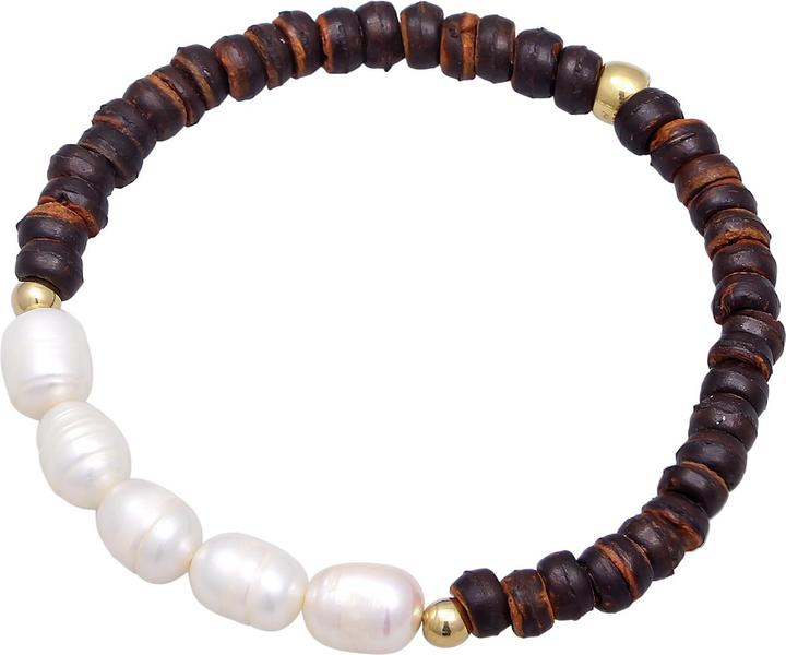 Actual product image Elli PREMIUM Bracelet Coconut Pearls Freshwater Pearls 925 Silver (16 cm, 925 Sterling silver gold-plated, Freshwater cultured pearls, No stone, Plastic)