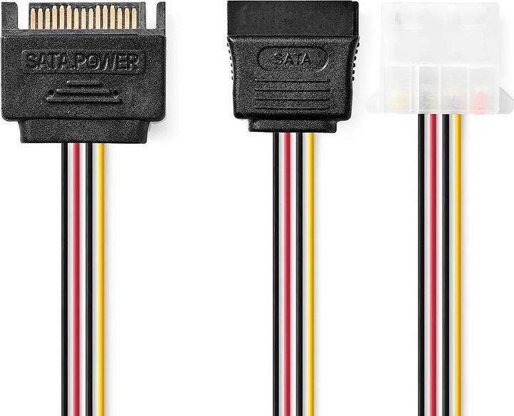 Image du produit Nedis Câble d'alimentation interne SATA 15 broches mâle Molex femelle/SATA 15 broches femelle Plaqué or