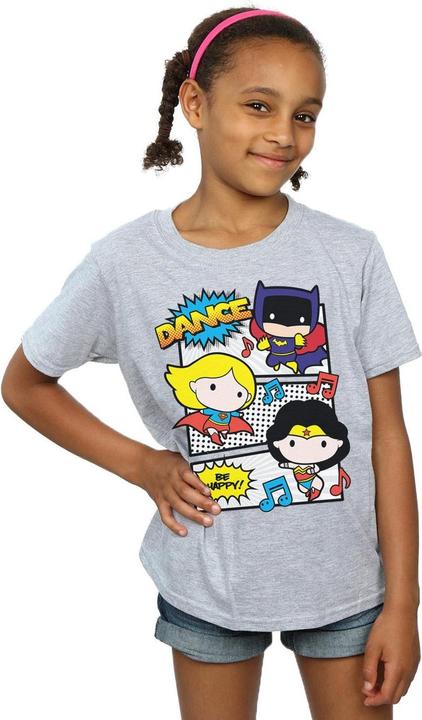 Actual product image Girls Chibi Super Friends Dance Cotton T-Shirt (128)