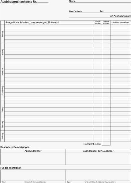Produktbild Ausbildungsnachweis, tägliche Eintragungen Formularbuch (28 x)