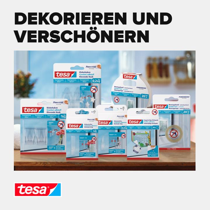 Actual product image tesa Powerstrips für Glas, transparente Klebestreifen