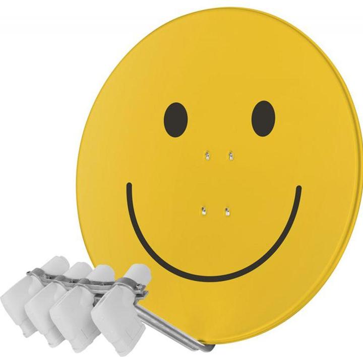 Actual product image TechniSat Skytenne Smiley-Yellow, Quatro (More Subscriber Reception System) (Parabolic antenna, DVB-S / -S2)