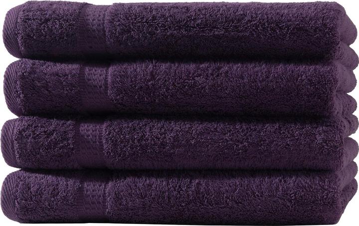 Actual product image Casativo Set of 4 shower towels, 70 x 140 cm, 100% luxurious cotton, with 2 borders, aubergine (140 x 70 cm)