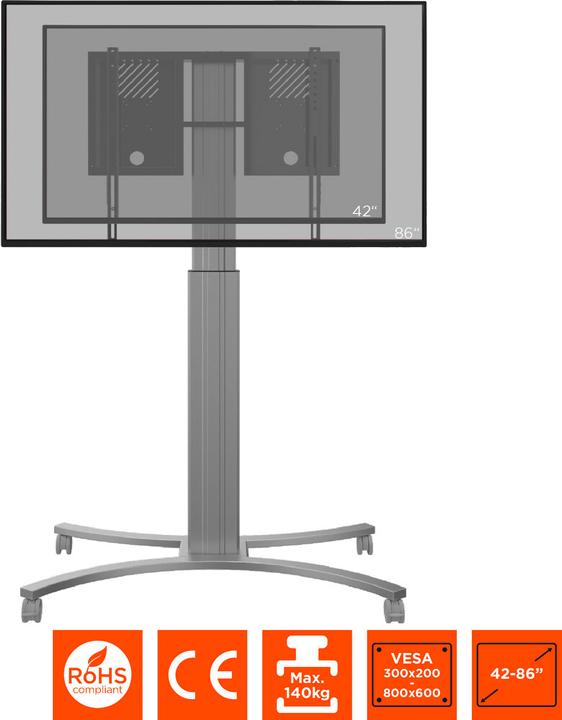 Produktbild Celexon Expert elektrisch höhenverstellbarer Display-Rollwagen Adjust-4286MS - 70cm (86", 136 kg)