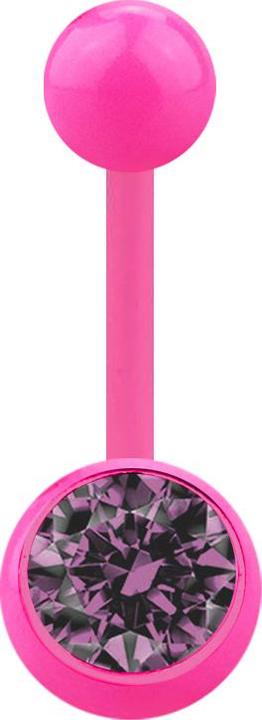 Image du produit Star Piercing Banane rose avec boule et cristal boule violet clair (Acrylique, sans laiton)