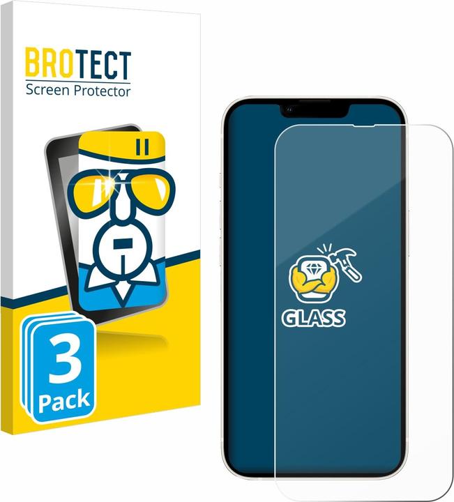 BROTECT Panzerglas Hartglas Displayschutz (3 Stück, Apple iPhone 13)