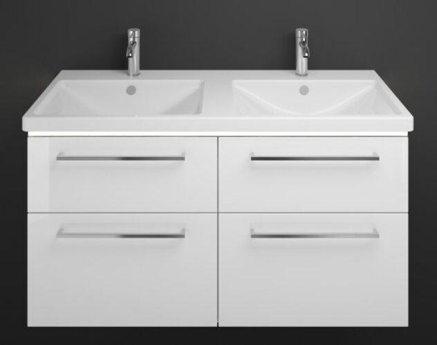 Image du produit burgbad Eqio double lavabo en céramique avec meuble sous-lavabo et vasque à éclairage LED, largeu