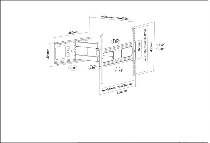 Produktbild Manhattan TV Wandhalterung (Wand, 70", 50 kg)