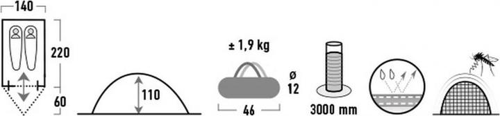 Image du produit High Peak Kingfisher 2 Tente dôme 2 personne(s) (Tente igloo, 1.90 kg, 2 personnes)